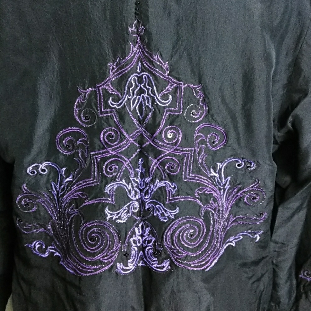 Size 6 DUE per DUE Navy Fringe Jacket - Picture 6 of 7